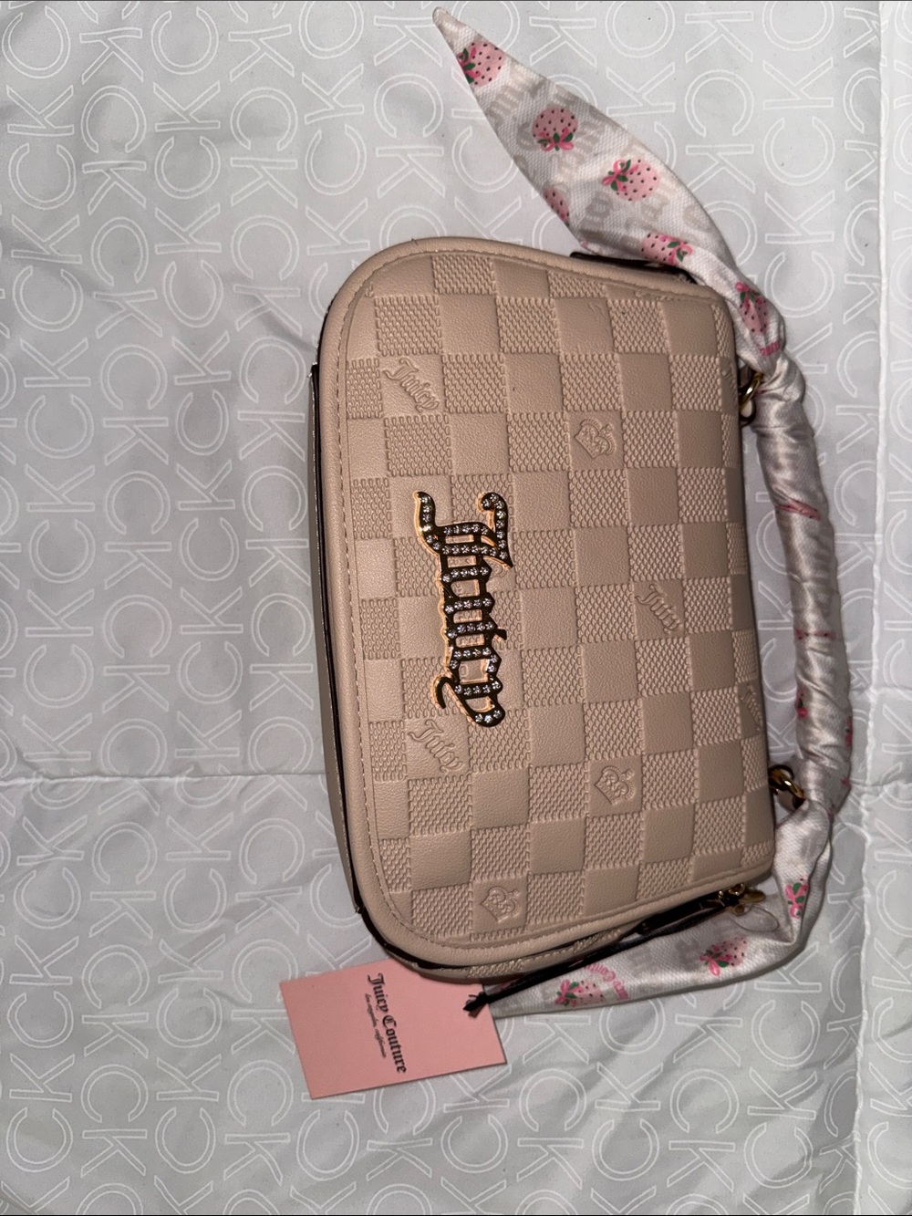 Juicy Couture Nude Quilted Crossbody Bag with Logo Accent